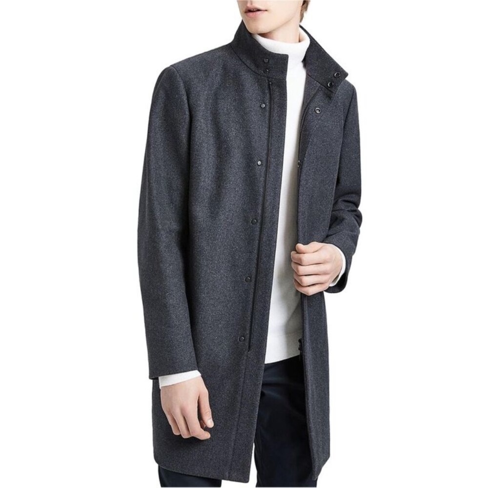 THEORY Belvin Wool Cashmere Blend Coat Charcoal New Size Medium